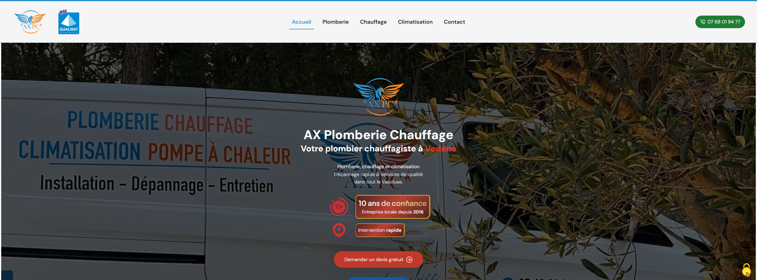 Image du projet AXPC84 — Refonte WordPress pour un plombier chauffagiste du Vaucluse